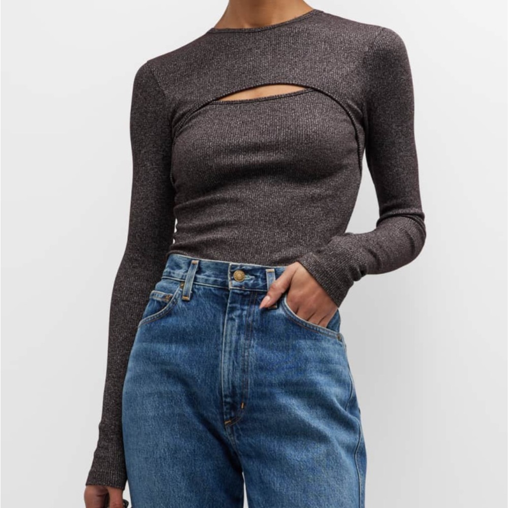 Like New AGOLDE Liza Cut-Out Ribbed Knit Top